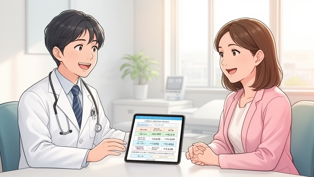 医師から部位別の正確な見積もりを提示される様子